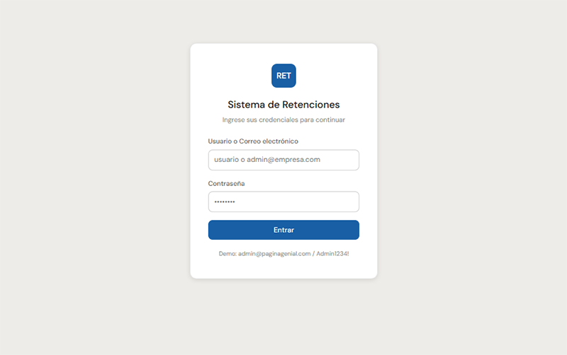 Sistema de gestión de retenciones por PaginaGenial